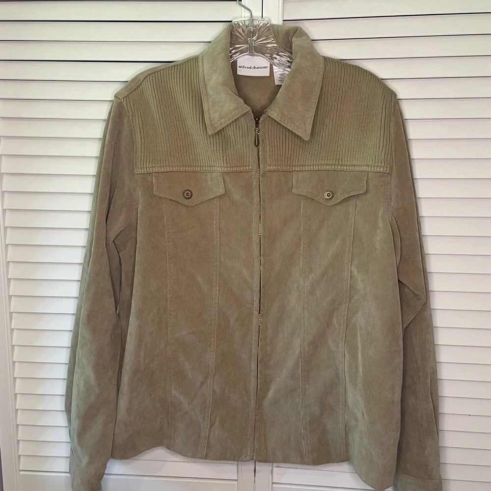 Alfred Dunner Corduroy Zip Front Jacket Tan Size 10 Fall Vintage Western Beige